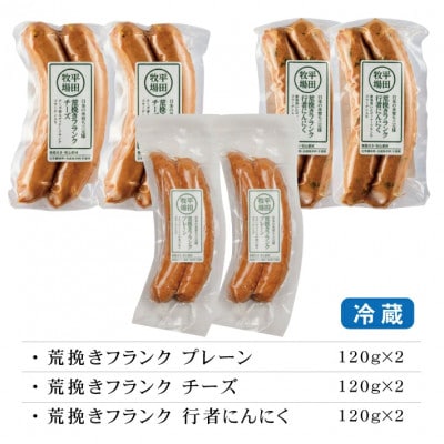 【平田牧場】三元豚◆粗挽きフランク3種セット　計6パック(各120g×2)