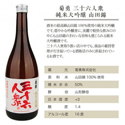 菊勇 三十六人衆　純米大吟醸山田錦 720ml セット