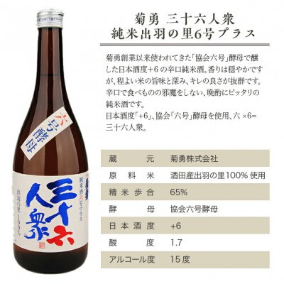 菊勇 三十六人衆　純米出羽の里 6号プラス　720ml  2本 セット