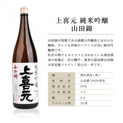 上喜元 純米吟醸 飲み比べセット　計3本(1800ml×各1本)