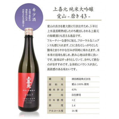上喜元　純米大吟醸「愛山」飲み比べセット　計2本(1800ml×各1本)