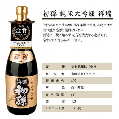 初孫 純米大吟醸 3種飲み比べセット　計3本(各720ml×1本)