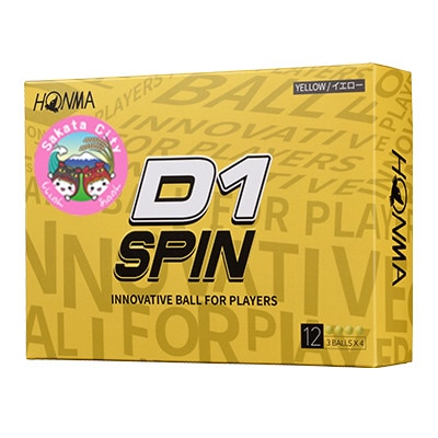 HONMA D1 SPIN　酒田市キャラクタープリント入り　イエロー　2ダース