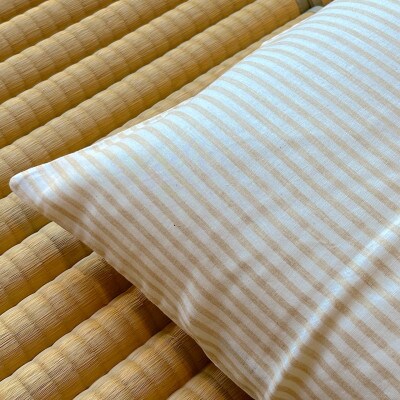 保育園用・幼稚園用　お昼寝敷布団(中わた 綿100%)カバー ストライプベージュ70cm×130cm