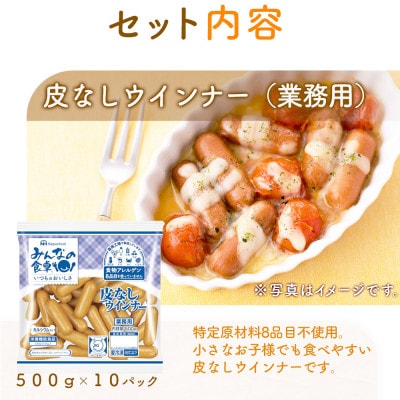 【2ヵ月毎定期便】みんなの食卓 皮なしウインナー 500g×10袋 計5.0kg 日本ハム全3回