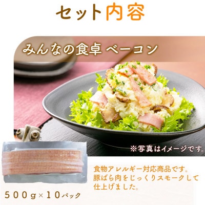 【2ヵ月毎定期便】みんなの食卓 ベーコン 500g×10パック 日本ハム全2回