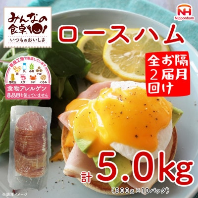【2ヵ月毎定期便】みんなの食卓 ロースハム 500g×10パック 日本ハム全2回