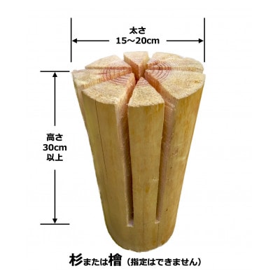 杉・檜のスウェーデントーチ　高さ30cm以上　幅15cm～20cm
