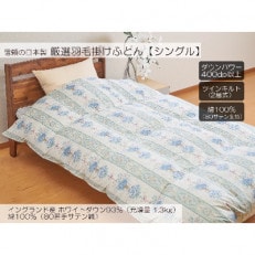 A-17 厳選羽毛掛けふとん イングランド産ホワイトダウン93% 1.3kgシングル 【ココブルー】