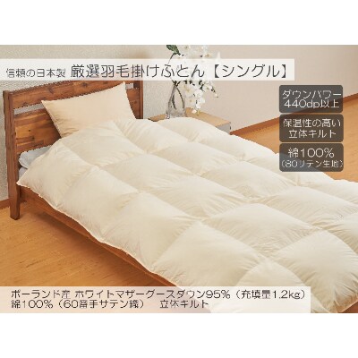 A-22 厳選羽毛掛けふとん ポーランド産マザーグースダウン95% 1.2kgシングル 【ベージュ】