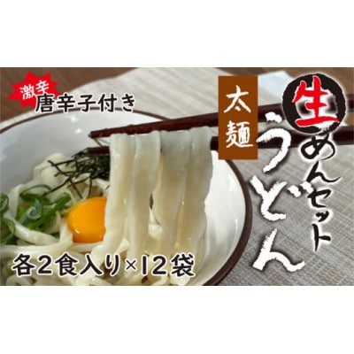 生うどん太麺12袋セット　自家製激辛とうがらし付き