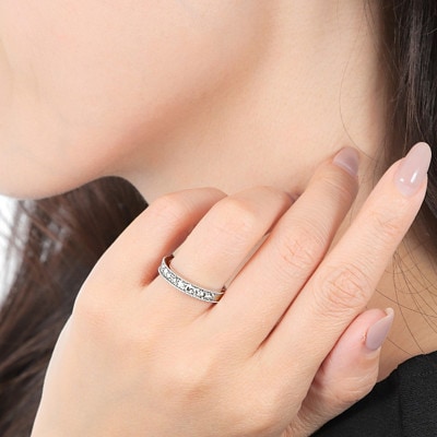 サイズ:10号】0.5ct ハーフエタニティ リング R3703DI-P | 山梨