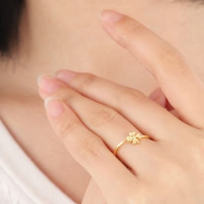 K18 四つ葉のクローバーリング　R3941-Y #4