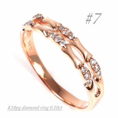 K18PG バンブーダイヤリング　0.10CT　R3894DI-R#7
