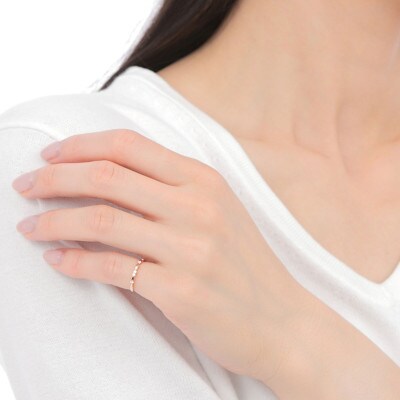 矢絣(やがすり)文様ダイヤリングピンキー　R3997DI-R#8