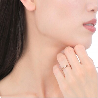 K18PG バンブーダイヤリング　0.10CT　R3894DI-R#9
