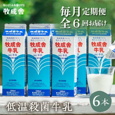 【毎月定期便】飛騨の牛乳屋・牧成舎の低温殺菌牛乳6本セット全6回