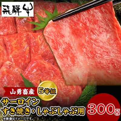 一貫生産農家　山勇畜産の5等級飛騨牛限定　　サーロインすき焼き・しゃぶしゃぶ用 300g