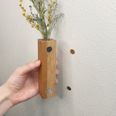 【岐阜県飛騨市】ひだの森 小さな木の一輪挿し『MOKURIN』マグネットタイプ 2個セット(各1種)