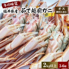 【2023年2月上旬発送】冬の味覚 茹で越前ガニ 2kg以上(3-6杯)脚折れ含む