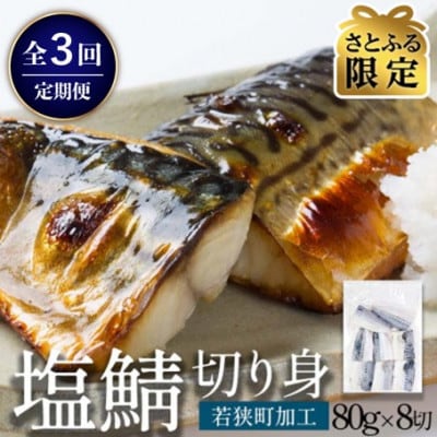 【毎月定期便】【さとふる限定】塩さば切り身 約80g×8切れ 真空パック入全3回