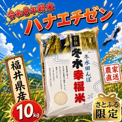 【さとふる限定】令和8年産新米　農家直送　冬水幸福米「ハナエチゼン」　精米10kg