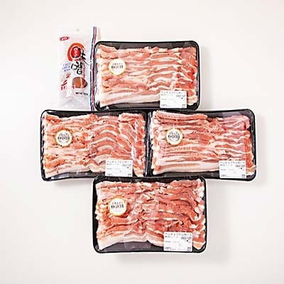 佐藤畜産の極選豚　サムギョプサル用バラ肉2kgと唐辛子味噌セット