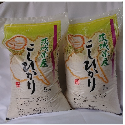 9月発送【筑波山麓】土浦市産コシヒカリ玄米10kg　石抜き・色彩選別機処理済み