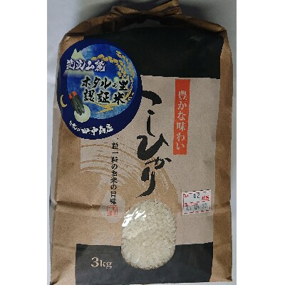 令和4年1月～2月発送【ホタルの里大粒厳選米】令和3年茨城県土浦市産コシヒカリ精米3kg
