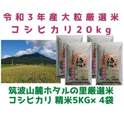 【4月中旬から発送】特A※評価地区 筑波山麓ホタルの里厳選米コシヒカリ20kg　透き通った大粒米
