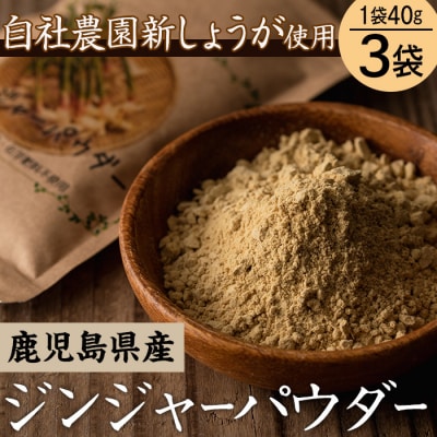 鹿児島県産ジンジャーパウダー(40g×3)自社農園の新生姜のみ使用!