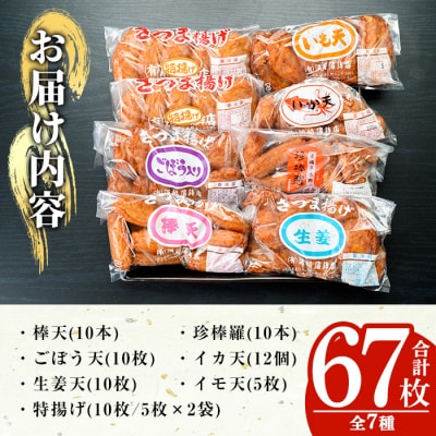王道 さつま揚げ 7種 計67枚 定番からオリジナルまで幅広く詰合せ