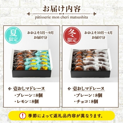 壱おしマドレーヌ プレーン と 季節の マドレーヌ の 2種類 計16個 食べ比べ 個包装