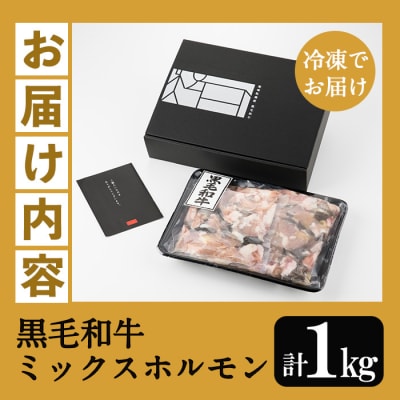 鹿児島県産黒毛和牛ミックスホルモン1000g(500g×2P) 