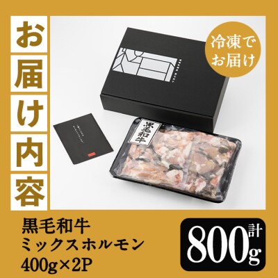 【数量限定】鹿児島県産黒毛和牛ミックスホルモン計800g(400g×2P)