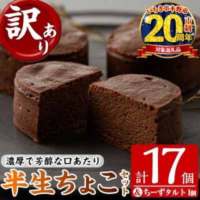 【家計応援】【訳あり】ご自宅用!半生ちょこ 17個+とろとろちーずタルト 1個　合計18個