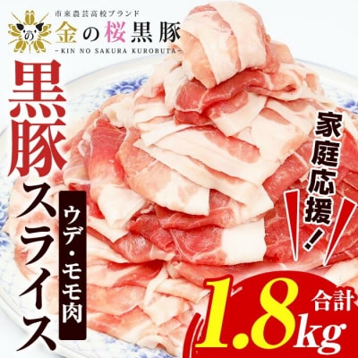 【家庭応援】金の桜黒豚スライス(合計1.8kg)ウデ・モモ肉を1.2mmに薄くスライス!