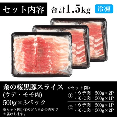 【家庭応援】金の桜黒豚スライス(合計1.5kg)ウデ・モモ肉を1.2mmに薄くスライス!