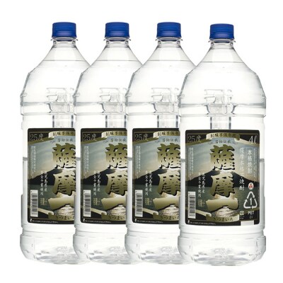 本格芋焼酎「薩摩一」(25度)4L×4本セット　ペットボトルでのお届け