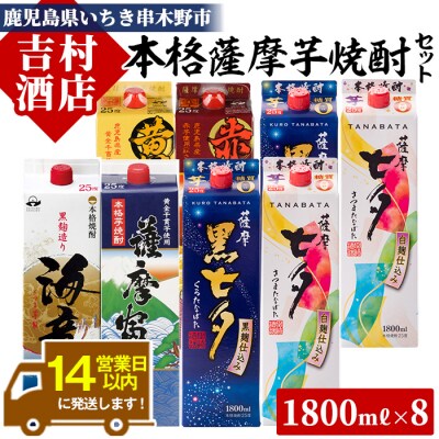 本格芋焼酎6種8本飲み比べセット「七夕」「海童」など(合計8本×1800ml)紙パック