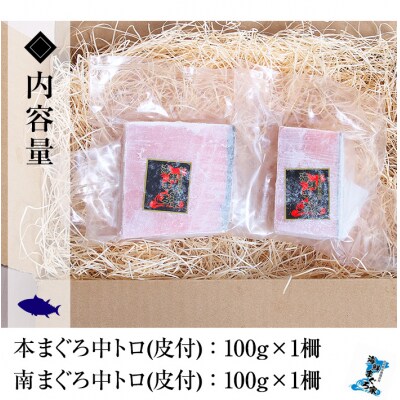 【ちょこっとプレミアム】天然高級まぐろ中トロ食べ比べ 計約200g