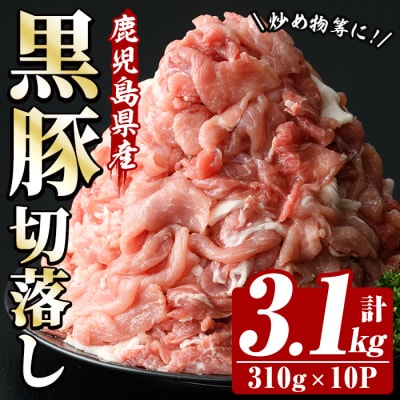 鹿児島県産 恵味の黒豚 切落しセット 310g×10パック 計3.1kg