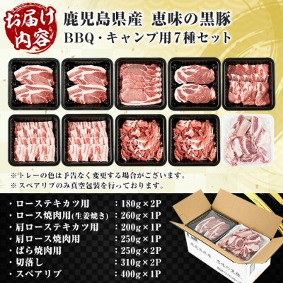 鹿児島県産!恵味の黒豚 BBQ・キャンプ用セット(7種・合計2.5kg超!) 