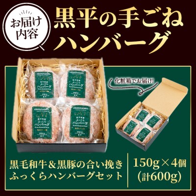 鹿児島県産 黒毛和牛&黒豚の合い挽き ふっくらハンバーグ(150g×4個)
