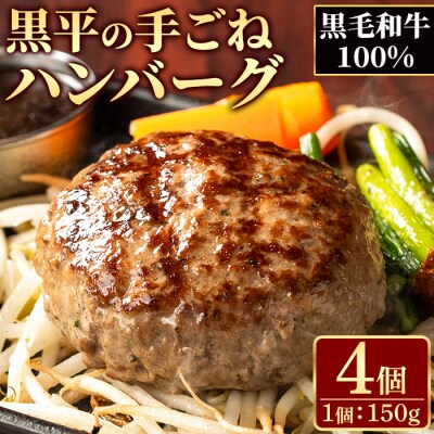 鹿児島県産 黒毛和牛100% 黒平ハンバーグセット (150g×4個) 