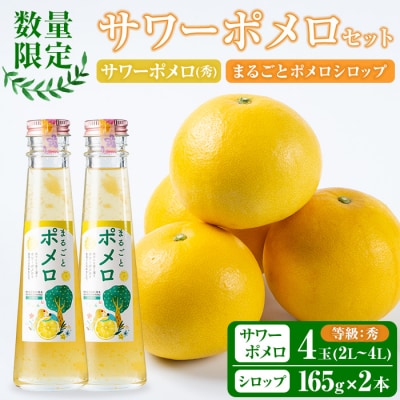 先行予約期間限定・数量限定　西果樹園のサワーポメロ(4玉)&まるごとポメロシロップ(165g×2本)