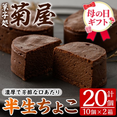 【令和8年 母の日】ふんわりかるーいチョコレートケーキ♪　半生ちょこ20個 小分けなので便利♪