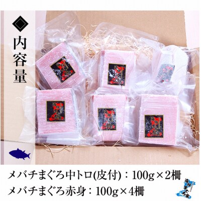 【お中元】天然! 旬の メバチマグロ 約600g(中トロ 100g×2 赤身 100g×4)