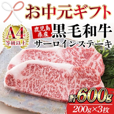 【お中元】鹿児島県産 黒毛和牛 サーロインステーキ 200g×3枚 詰合せ