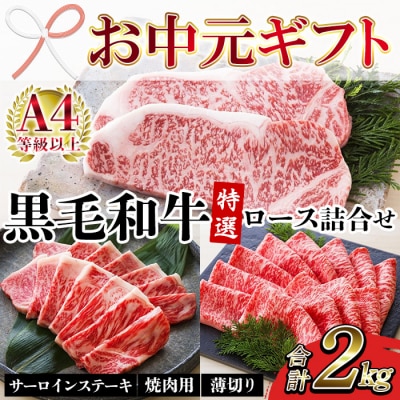 【お中元】鹿児島県産 黒毛和牛 サーロインステーキ 1kg 特選ロース 1kg 詰合せ
